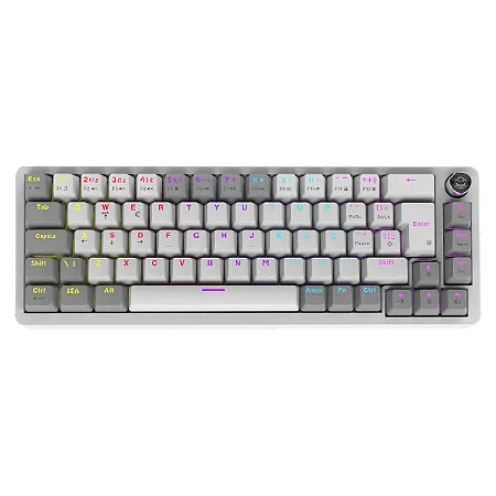 Teclado Gamer Mecânico PCYes Mecka White Ghost 65%, Led Rainbow, Switch Outemu Blue, ABTN2, Branco