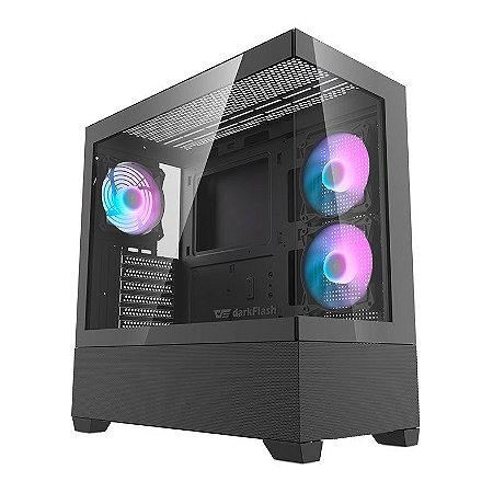 Gabinete Gamer Aigo Darkflash DS900 Air, C/ 3 Fans, Mid-Tower, Lateral de Vidro, Preto