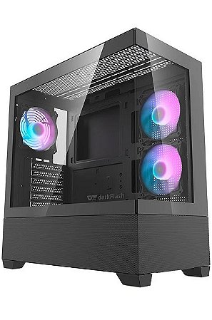 Gabinete Gamer Aigo Darkflash DS900 Air, C/ 3 Fans, Mid-Tower, Lateral de Vidro, Preto
