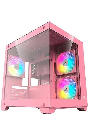 Gabinete Gamer Acegeek Gimli, C/ 3 Fans, Mid-Tower, Lateral De Vidro, Rosa