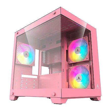 Gabinete Gamer Acegeek Gimli, C/ 3 Fans, Mid-Tower, Lateral De Vidro, Rosa