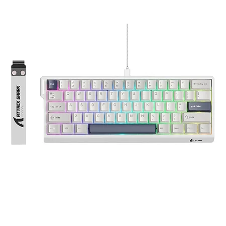 Teclado Gamer Magnético Attack Shark X60 HE, Rapid Trigger, 8000Hz, 0.01ms, Backlit RGB, Starlight White