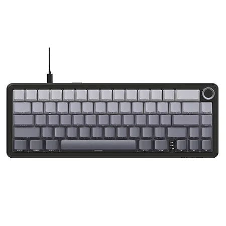 Teclado Gamer Mecânico Attack Shark X66, Switch Linear Blueberry, Backlit RGB, Moonlight, Cinza/Branco