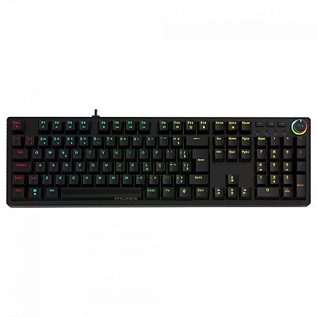 Teclado Gamer Mecânico PCYes Zecky Black Vulcan, Rainbow, Switch Outemu Red ABNT2, Preto