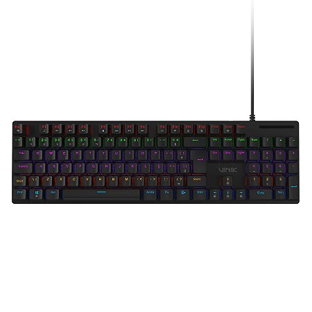 Teclado Gamer Mecânico Vinik Anihi Full 100%, Rainbow, Switch Outemu Blue ABNT2, Preto