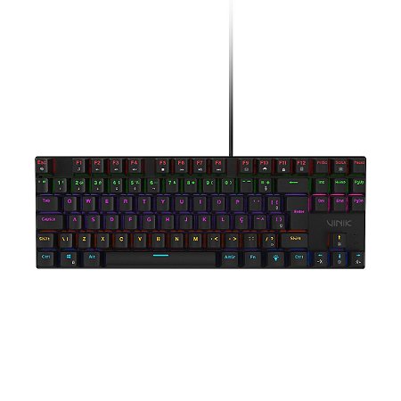 Teclado Gamer Mecânico Vinik Anihi TKL 75%, Rainbow, Switch Outemu Red ABNT2, Preto