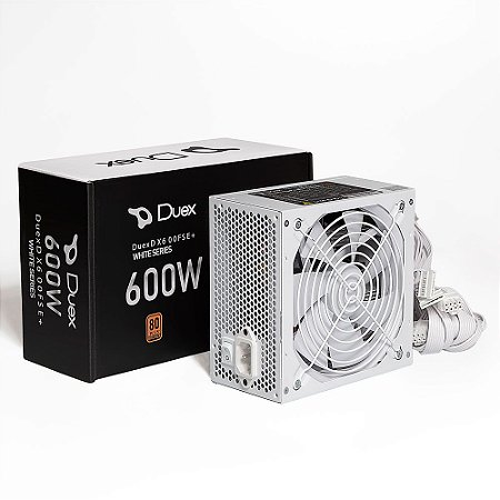 Fonte Duex DX600FSE+ 600w 80 Plus Bronze, Branca