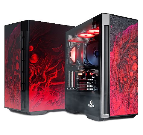 Gabinete Redragon Strafe Flow Infernal Dragon, Mid Tower, Lateral em Vidro Temperado