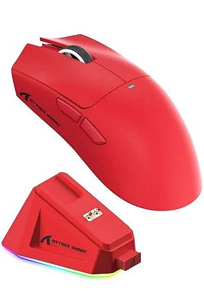 Mouse Gamer Attack Shark X11 Wireless/Bluetooth, Vermelho, 22000DPI