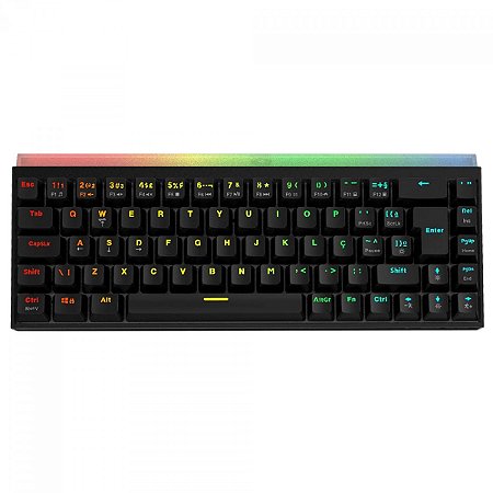 Teclado Gamer Mecânico PCYes Shiyan Black Vulcan 65%, Led Rainbow, Switch Outemu Red, ABTN2, Preto