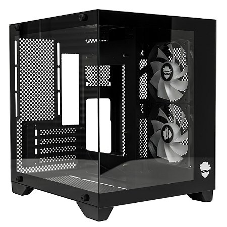 Gabinete Gamer Ninja Akyra X2, Mini-Tower, Lateral De Vidro, Com 2 Fans, Preto
