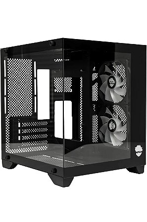 Gabinete Gamer Ninja Akyra X2, Mini-Tower, Lateral De Vidro, Com 2 Fans, Preto