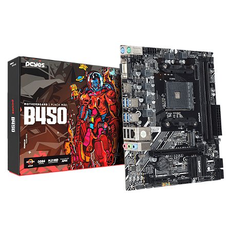 Placa Mãe Pcyes B450, AMD AM4, mATX, DDR4