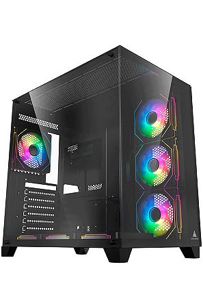 Gabinete Gamer Acegeek Mercury R425, Frontal E Lateral Em Vidro, Preto