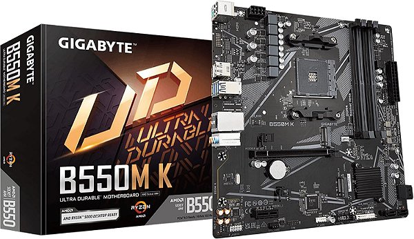 Placa Mãe Gigabyte B550M K, AMD AM4, mATX, DDR4