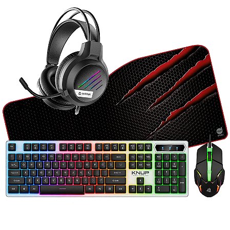 Combo Gamer Kit Teclado + Mouse Knup TE124 + Headset Onistek FN638 + Mousepad Dazz Control MP03 79,5 X 34,5 cm