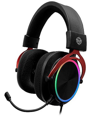 Headset Gamer TGT UAV-9, LED Rainbow, Estrutura Alumínio, Microfone Removível, Almofadas Tecido, Preto