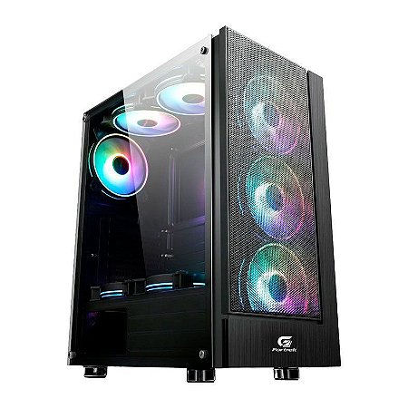 Gabinete Fortrek Cruiser RGB, Mid Tower, Com 3 Fans, Lateral de Acrílico, Preto