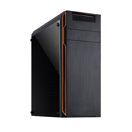 Gabinete Mymax Dragon Laranja , Mid Tower, Lateral de Acrílico, Preto
