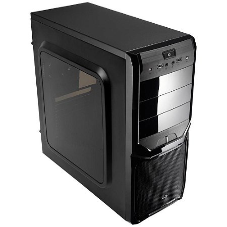 Gabinete Aerocool V3X Window, Mid Tower, Com 1 Fan, Lateral de Acrílico, Preto
