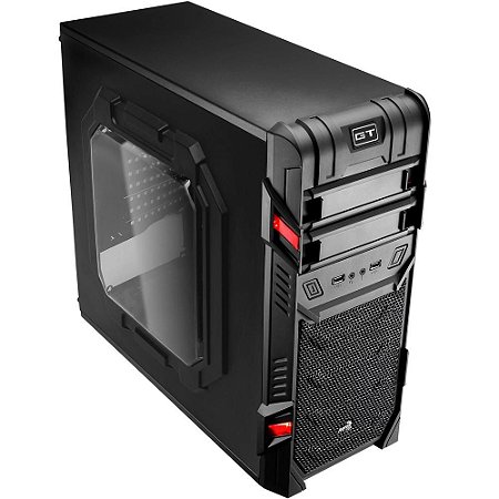 Gabinete Aerocool GT Window, Mid Tower, Com 1 Fan, Lateral de Acrílico, Preto