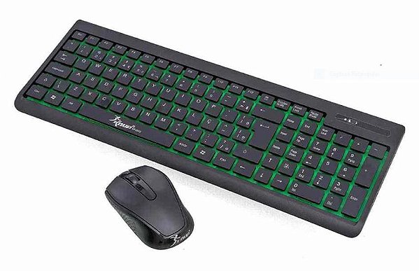 Kit Teclado + Mouse Knup KP-2012, Verde, Wireless, ABNT2