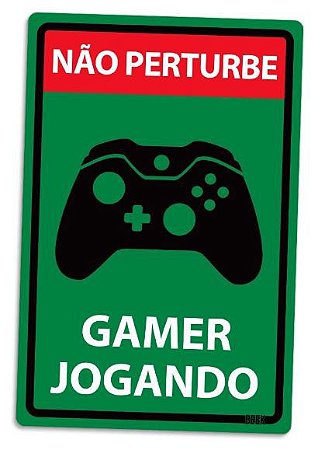 Placa Decorativa Gamer Jogando, Verde, PD04, 24 X 16 cm