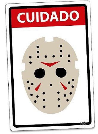 Placa Decorativa Cuidado Jason, PD06, 24 X 16 cm