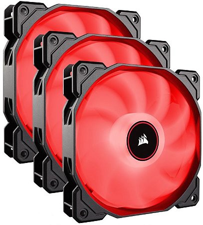 Kit Cooler Corsair AF120, 3 unidades, LED Vermelho, 120mm