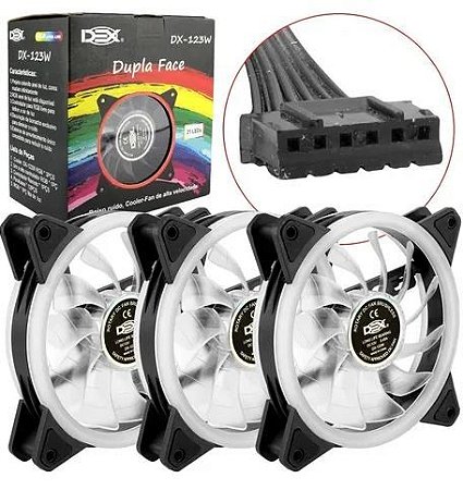 Kit Cooler Dex DX-123W, 3 unidades, RGB, 120mm