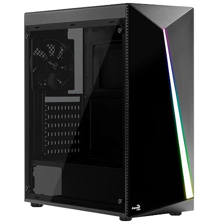Gabinete Aerocool Shard RGB, Mid Tower, Com 1 Fan, Lateral de Acrílico, Preto