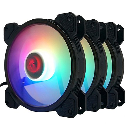 Kit Cooler Redragon GC-F009, 3 unidades, RGB, 120mm