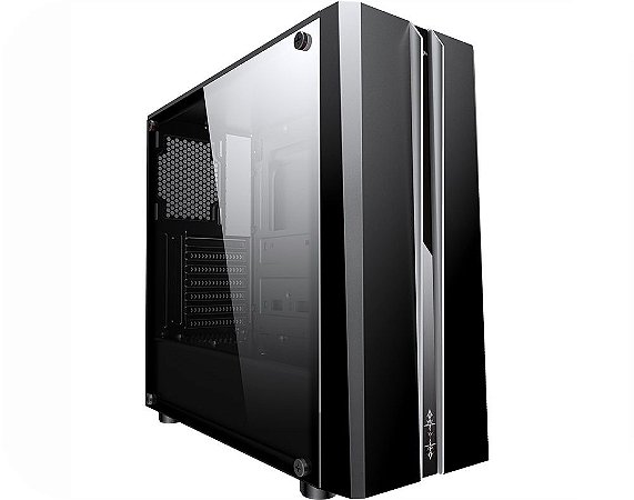Gabinete K-mex  Odyssey Black, Mid Tower, Lateral de Acrílico, LED frontal
