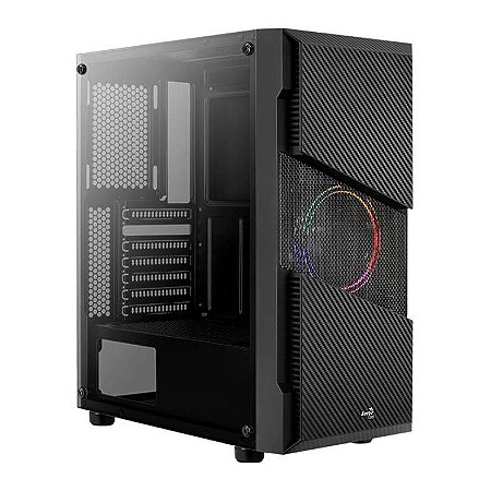 Gabinete AeroCool Menace Saturn, Mid Tower, Com 1 Fan, Lateral em vidro temperado, Preto
