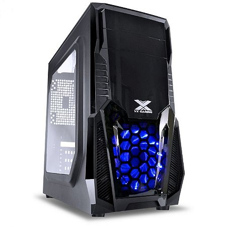 Gabinete VX Gamer Kepler, Mid Tower, Com 1 Fan Azul, Lateral com detalhe em Acrílico