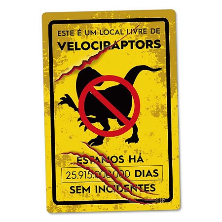 Placa Decorativa Ataque de dinossauros Velociraptor, PD42, 24 X 16 cm