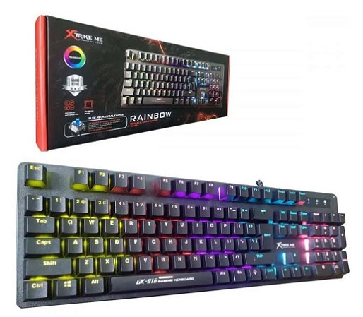 Teclado Gamer MecânicoXtrike Me GK-916, Rainbow, Swich Azul