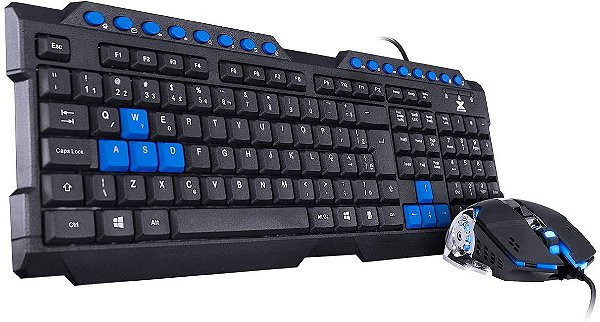 Kit Gamer Teclado + Mouse Grifo VX Gaming Preto/Azul