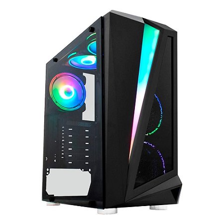 Gabinete Kmex Black Hawk CG-06QI, Mid Tower, Lateral de Vidro Temperado, Preto