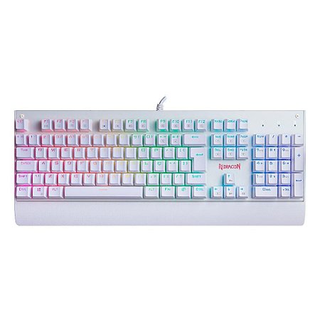 Teclado Gamer Mecânico Redragon Kala Branco K557W, RGB, Switch Brown, ABNT2