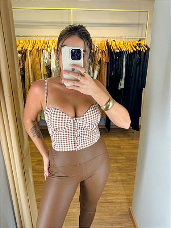 Cropped Xadrez Botões Cores