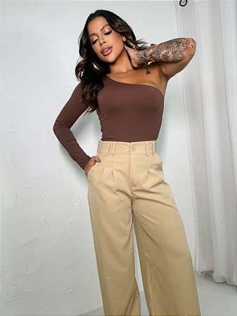 Body Um Ombro Só Manga Longa Cores