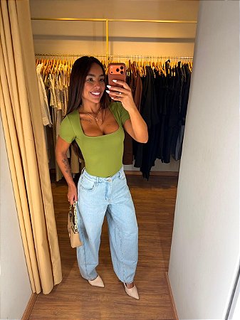 Body Poliamida Quadrado Manguinha Cores