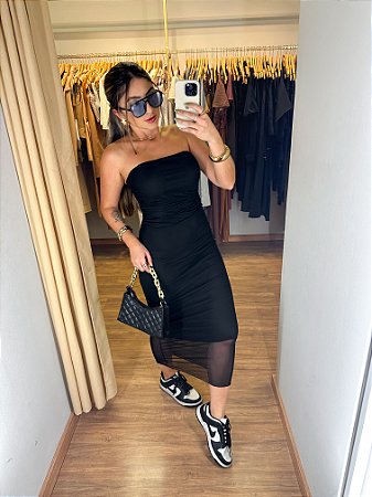 Vestido Tule Tomara Que Caia Preto