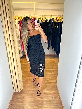 Vestido Tricô Amarração Preto