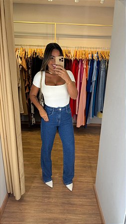 Calça Jeans Wide Leg Reta Cores