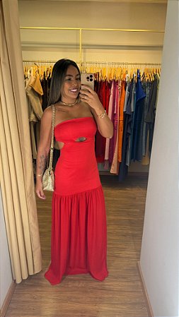 Vestido Longo Tomara Que Caia Vermelho