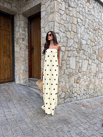 Vestido Tomara Que Caia Poá Amarelo