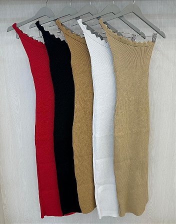 Vestido Tricô Um Ombro Só Lurex Cores