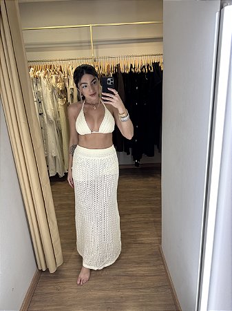Conjunto Tricô Cropped e Saia Cores